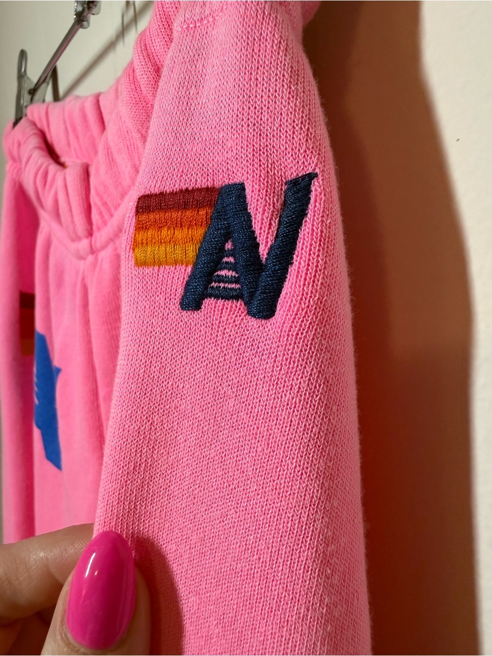Aviator Nation Pink Sweatpants Size S Rainbow Logo Joggers NWOT